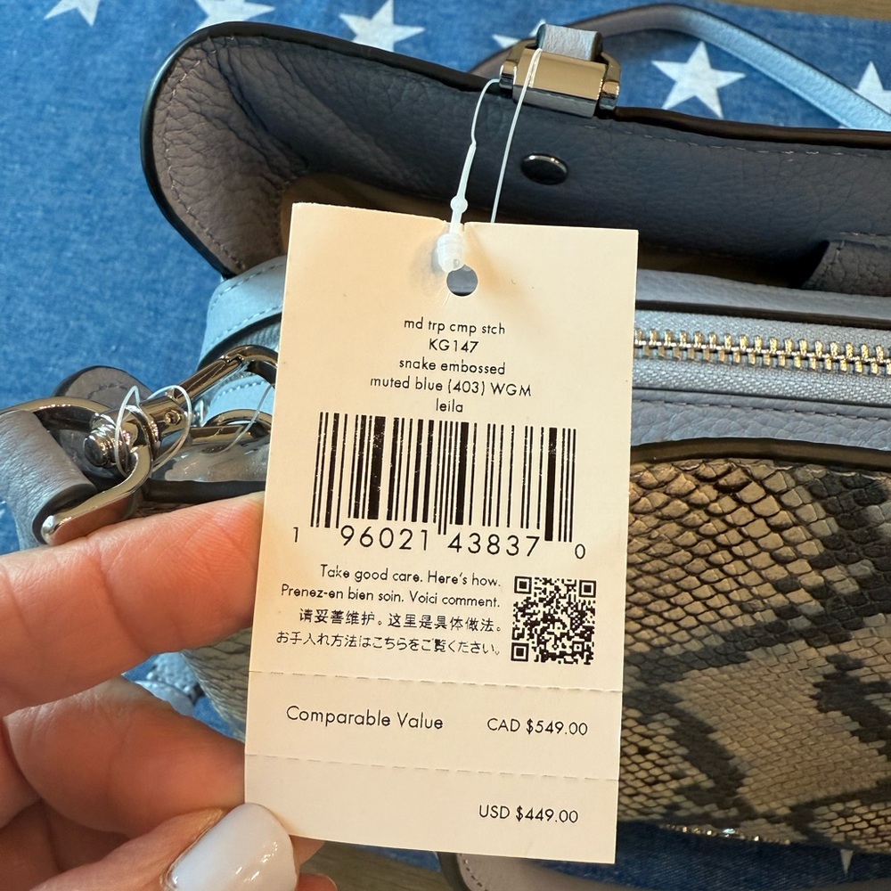kate spade Gray and Cream Snake-Print Satchel - Picture 11 of 11